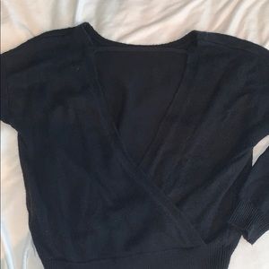 Open back knit black sweater